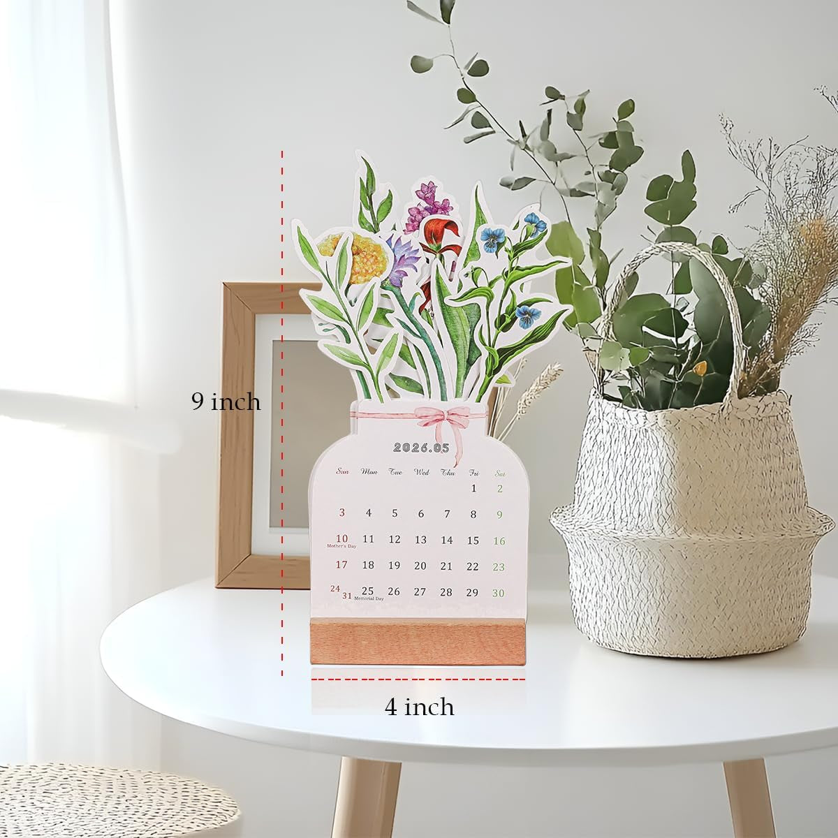2026 Bloomy Flowers Desk Calendar Small Desk Calendar Mini Standing Floral Monthly Desktop Calendar for Home Office School Desk