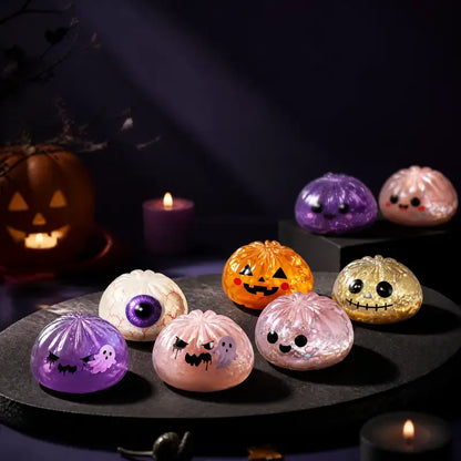 Halloween Themed Maruko Ghost Squeeze Toy Set - Portable Stress Relievers, Ideal for Party Favors and Seasonal Gifts