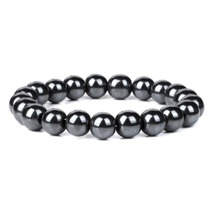 Men Hematite Bracelet Loss Weight No-Magnetic Black Hematite Bead Bracelet Healing Health Therapy Balance Pulsera Jewelry Gift