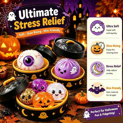 Halloween Themed Maruko Ghost Squeeze Toy Set - Portable Stress Relievers, Ideal for Party Favors and Seasonal Gifts