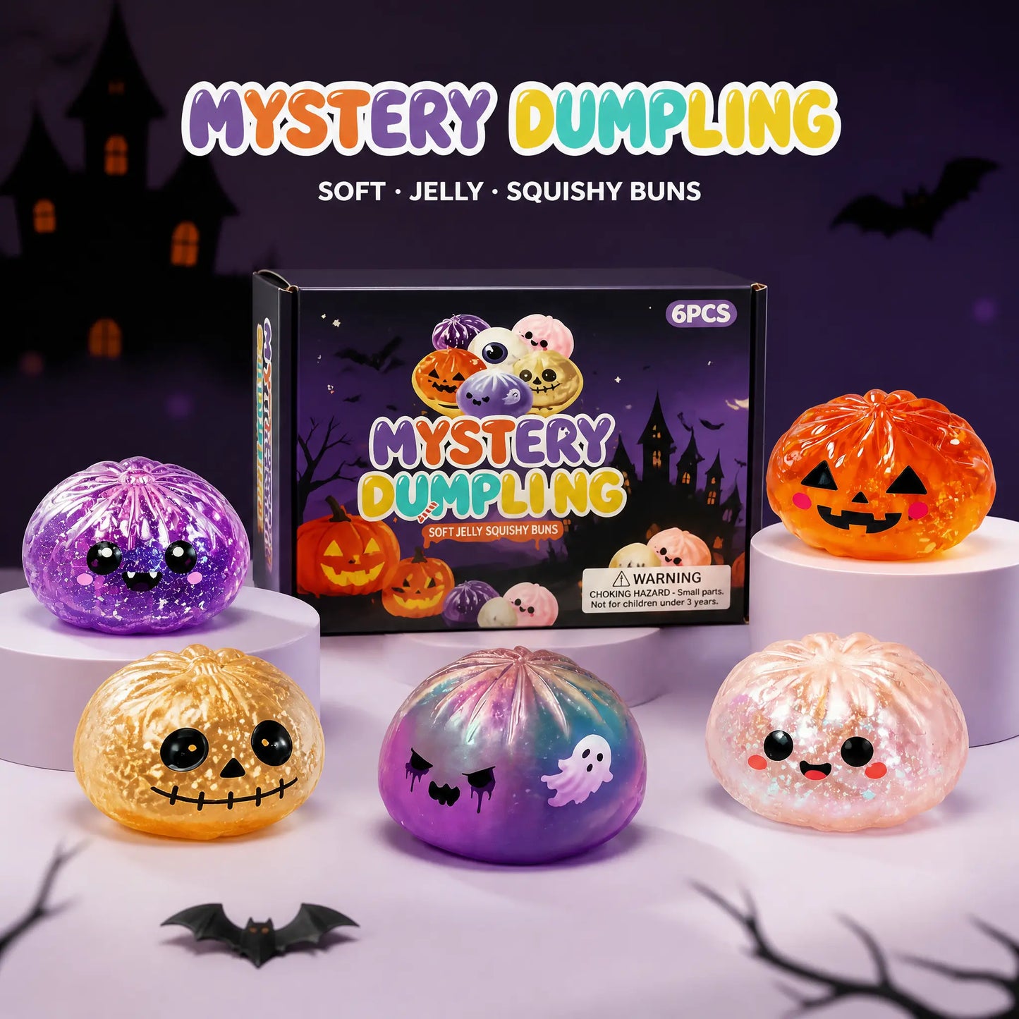 Halloween Themed Maruko Ghost Squeeze Toy Set - Portable Stress Relievers, Ideal for Party Favors and Seasonal Gifts