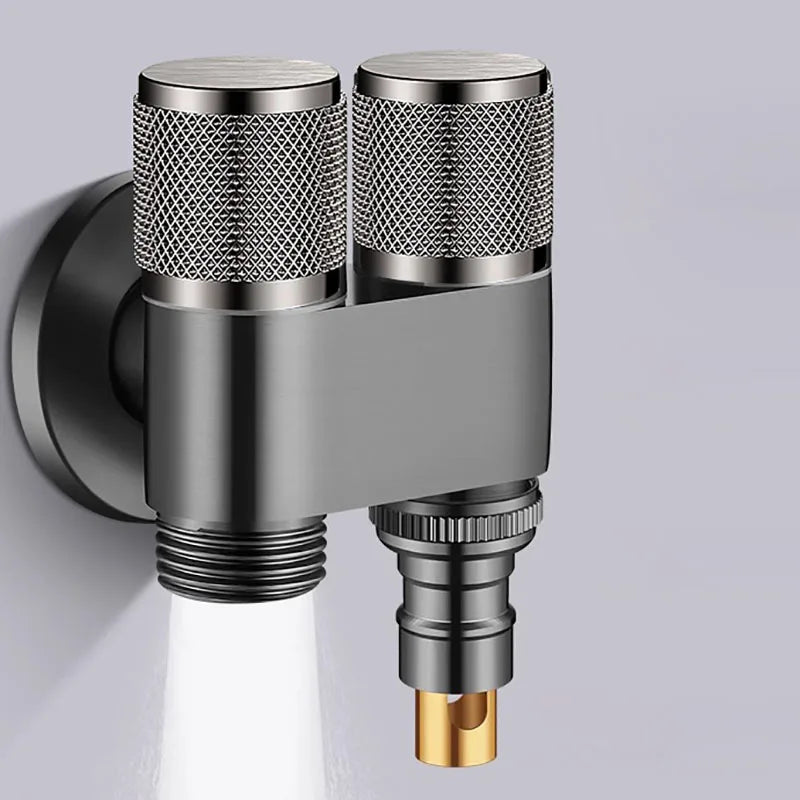 Zinc Alloy Wall-Mounted Angle Valve with Dual Outlet for Toilet and Washing Machine - Water Cleaning Faucet for Bathroom Accessories
