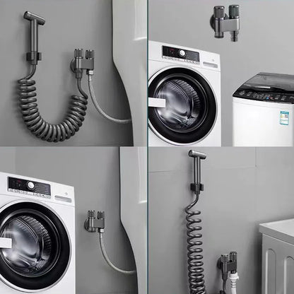 Zinc Alloy Wall-Mounted Angle Valve with Dual Outlet for Toilet and Washing Machine - Water Cleaning Faucet for Bathroom Accessories